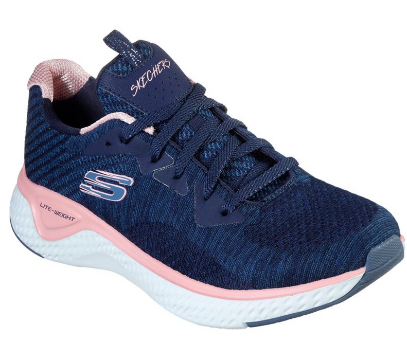 Skechers Solar Fuse - Brisk Escape - Womens Sneakers Navy/Pink [AU-HE7740]